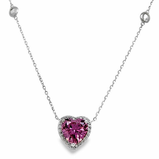 CA332 Big Pink Heart Necklace