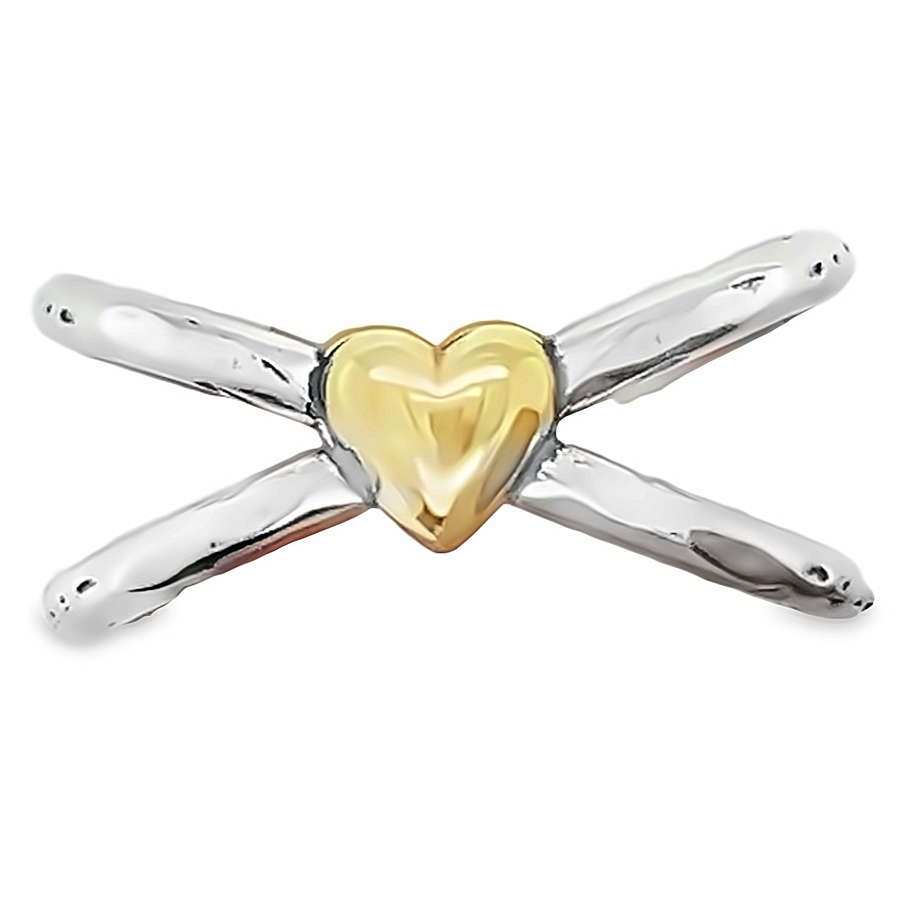 R887 Crossed Heart Ring