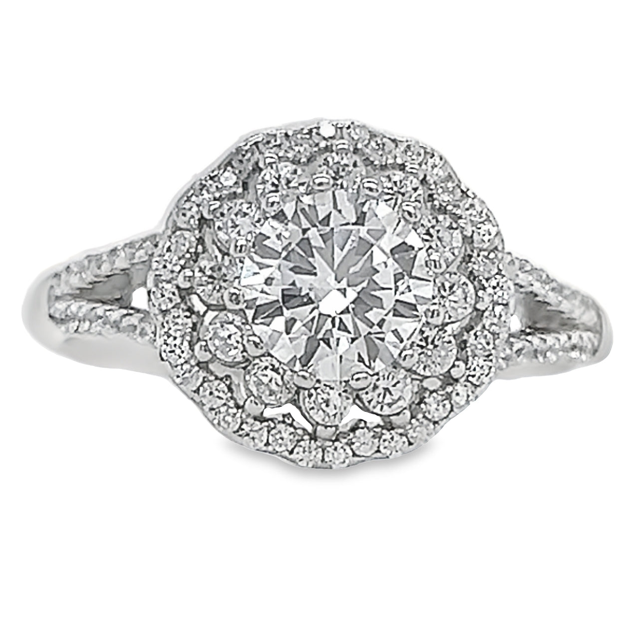 R938 Round Flowe Halo Ring