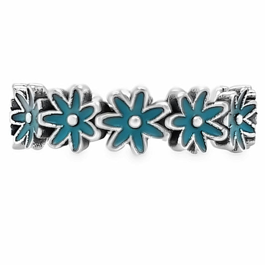 R870 Blue Flowers Ring