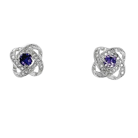 A214 Bright Loop With Violet Center Post Earrings