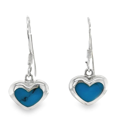 P246 Blue Heart Hook Earrings