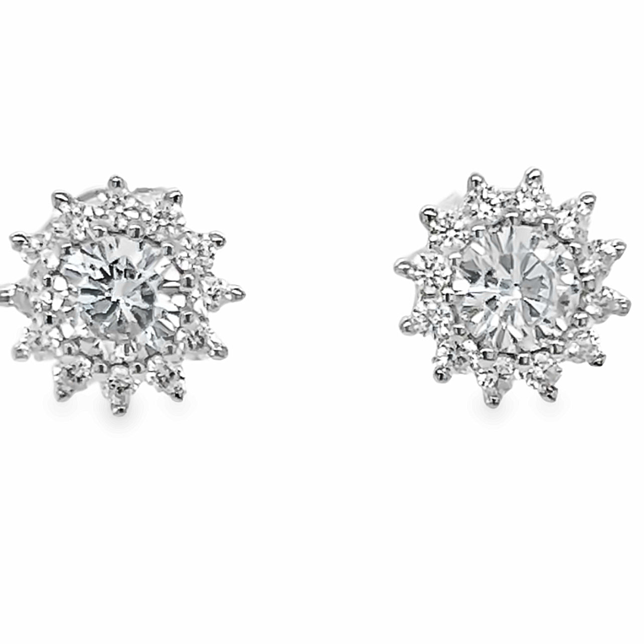 A628 Round Diamond Accent Post Earrings