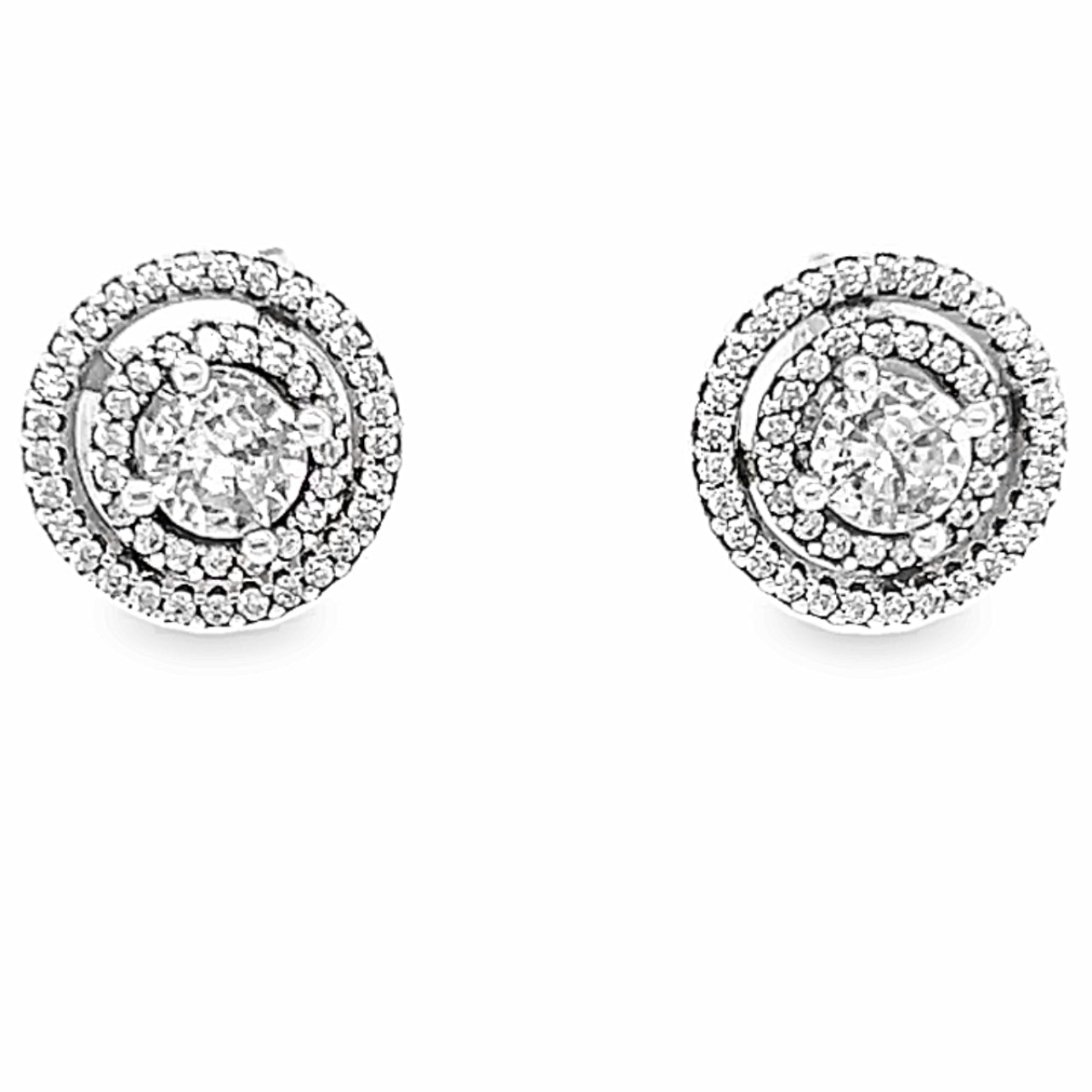 A874 CZ Halo Post Earrings Cz