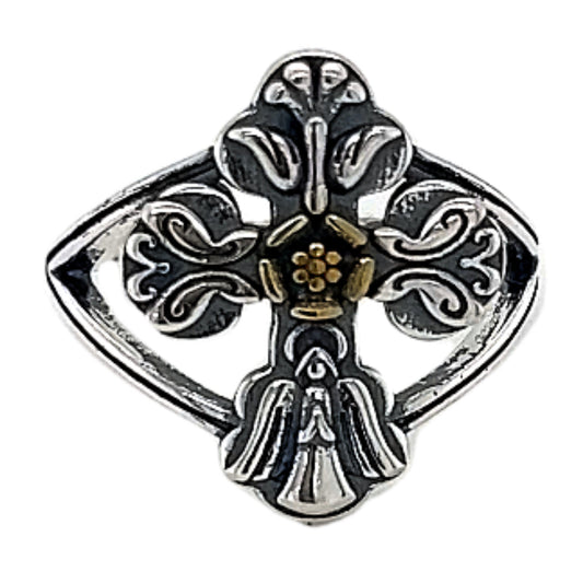 R871 Cross with Angel  Butterfly And Dove Ring