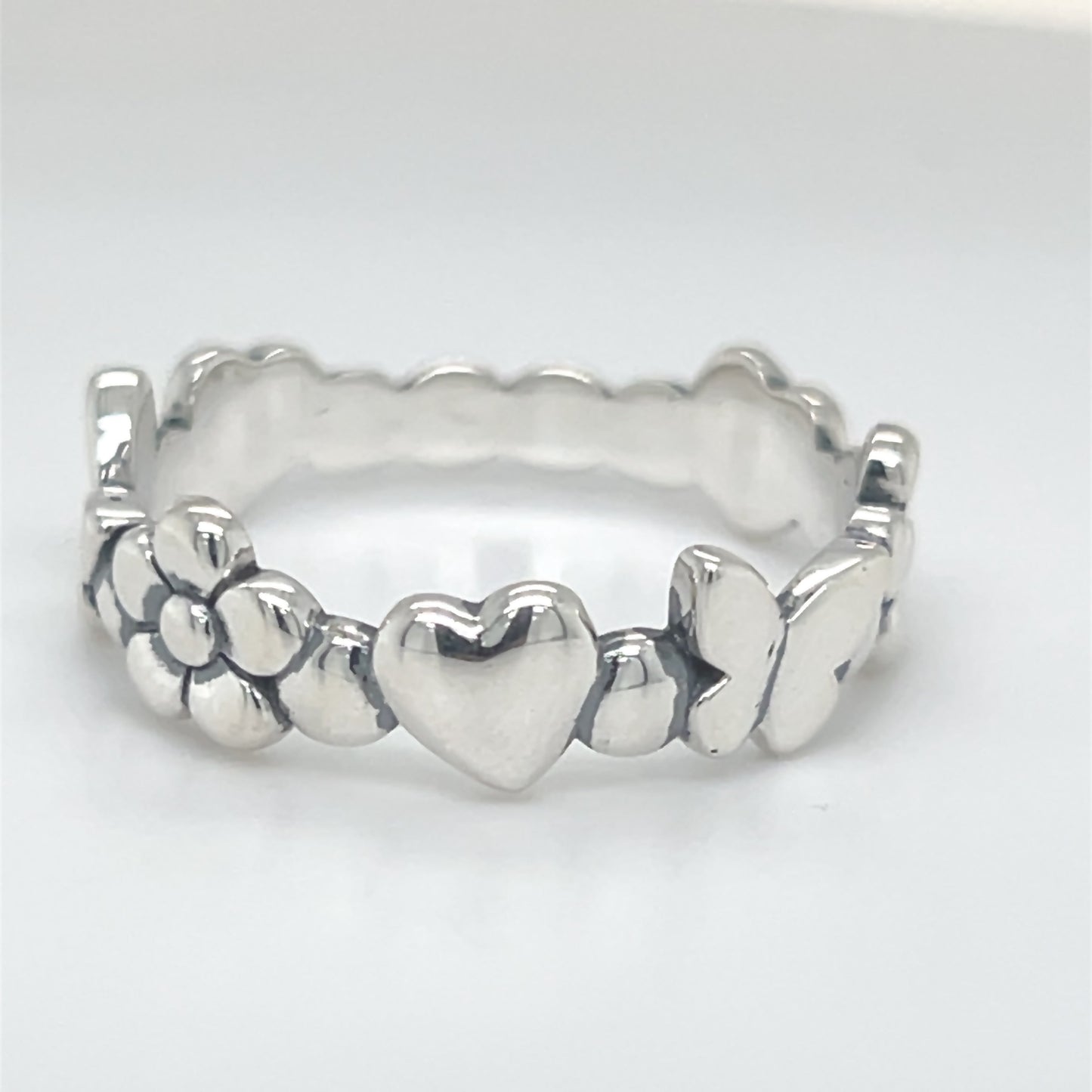 R1012 Heart , Butterfly And Flower Ring