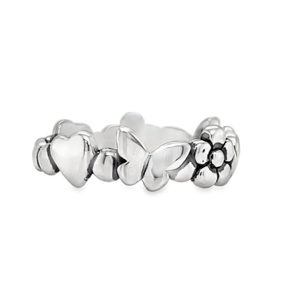 R1012 Heart , Butterfly And Flower Ring