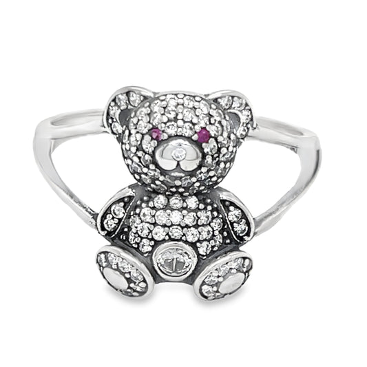 R501 Vintage Bear CZ Pave Ring