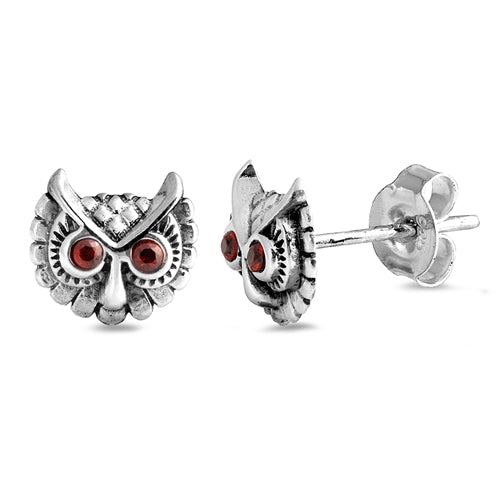 A734 OWL WITH RED EYES EARRINGS