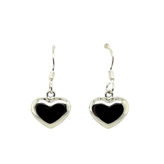 P247 Black Heart Hook Earrings