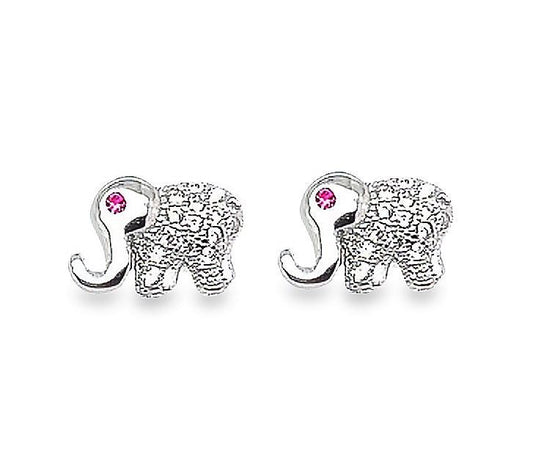 A351 Ruby Eyes Elephant Earrings