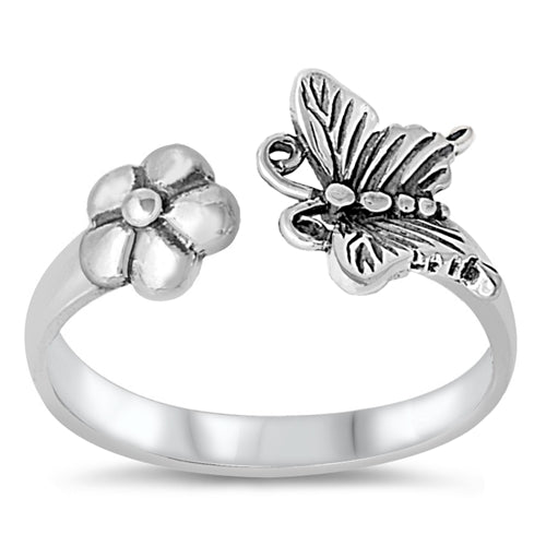 R336 Butterfly And Flower Ring