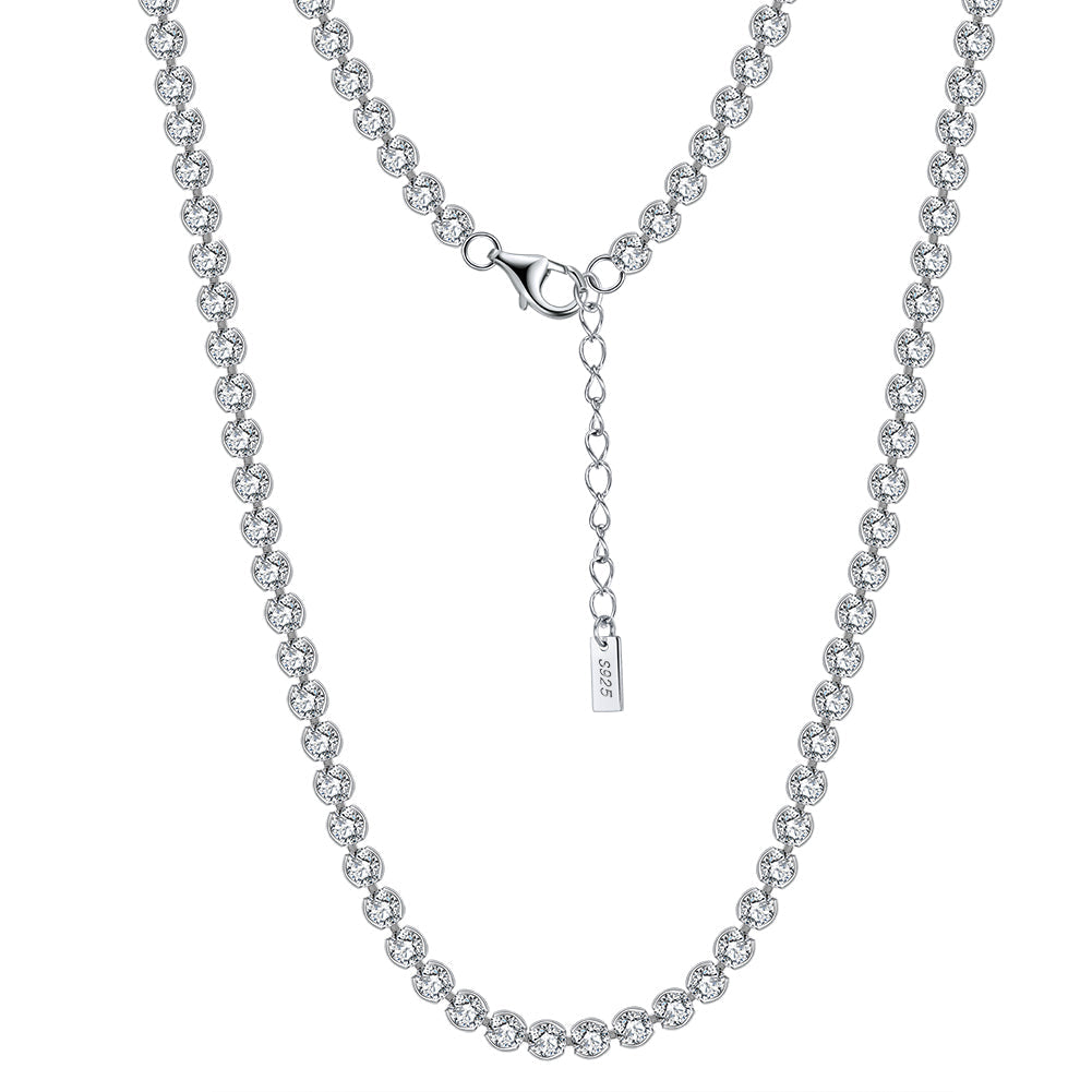 CA192 2.5Mm Cubic Zirconia Bezel Set Tennis Necklace