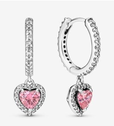 P543 Pink Heart Hoop Earrings