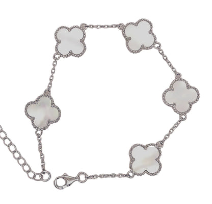 White Flower Clover Bracelet