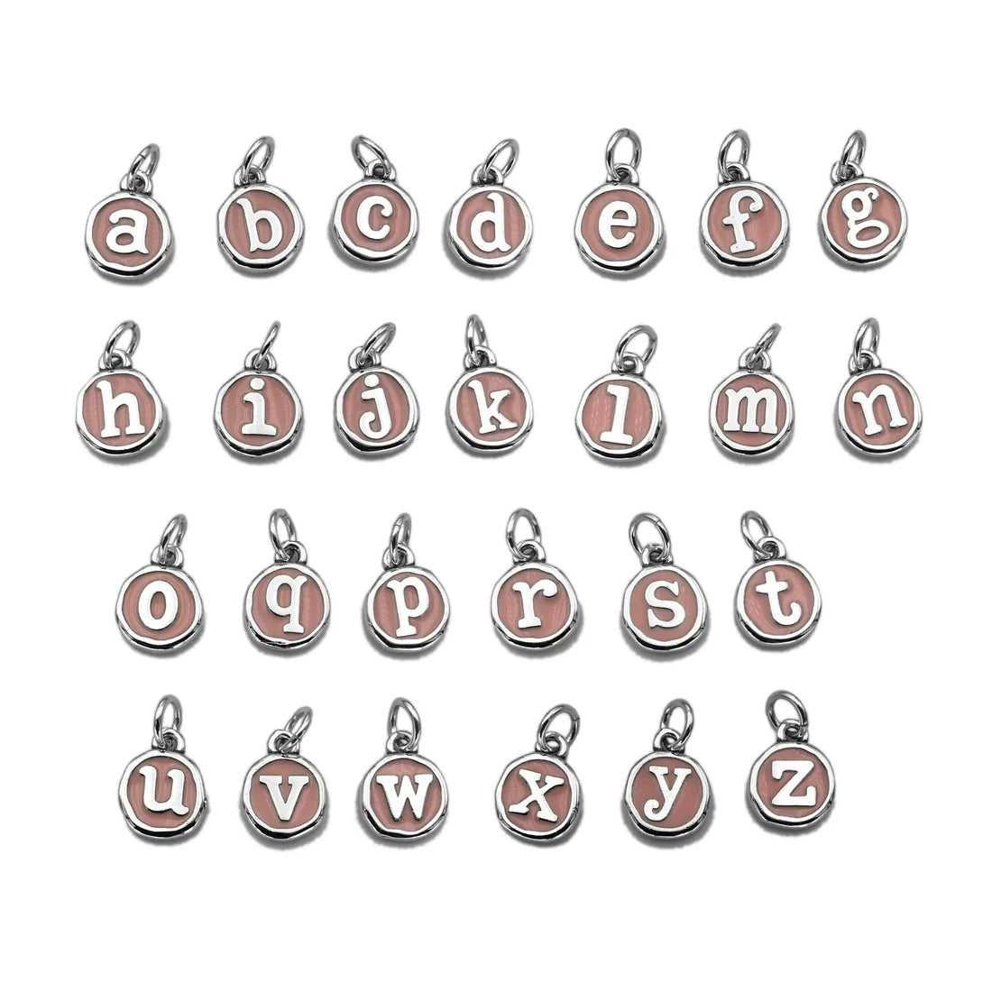 Round Pink Letter Pendant A-Z