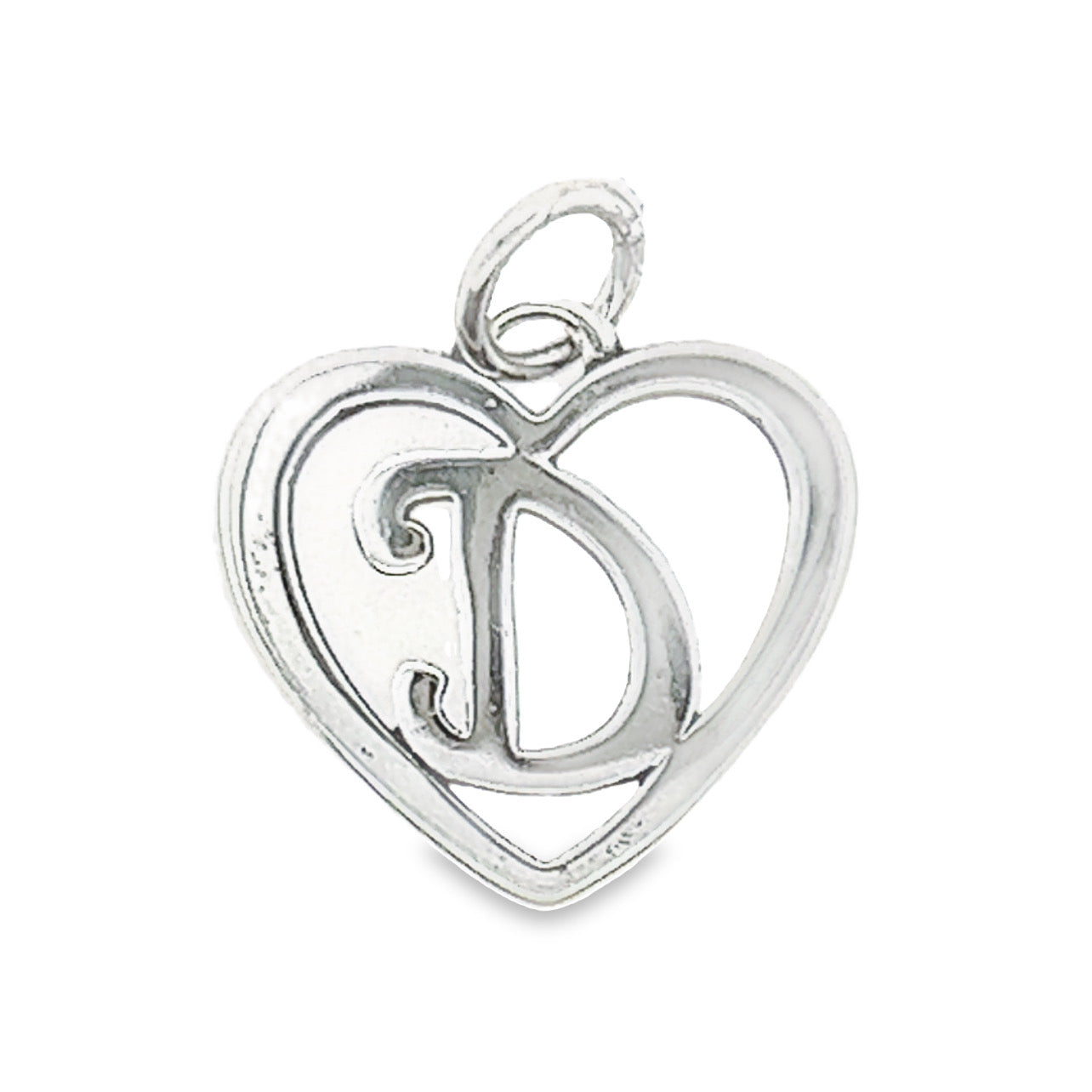 D751 Letter D Inside Heart Pendant