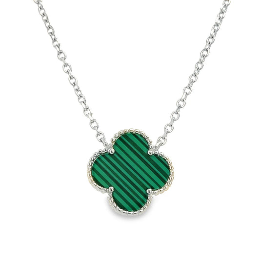 Green Flower Clover Necklace