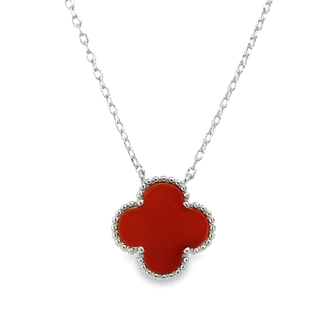 Red Flower Clover Necklace