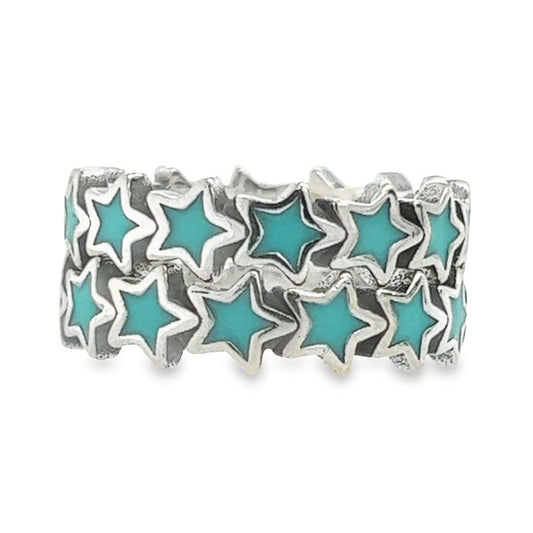 R667 Aquamarine Star Ring