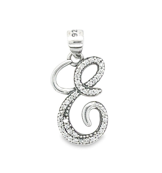 D770 Letter E CZ Pave Pendant