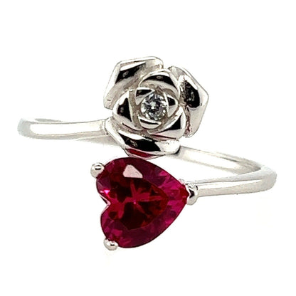 R41 Rose And Heart CZ Ring