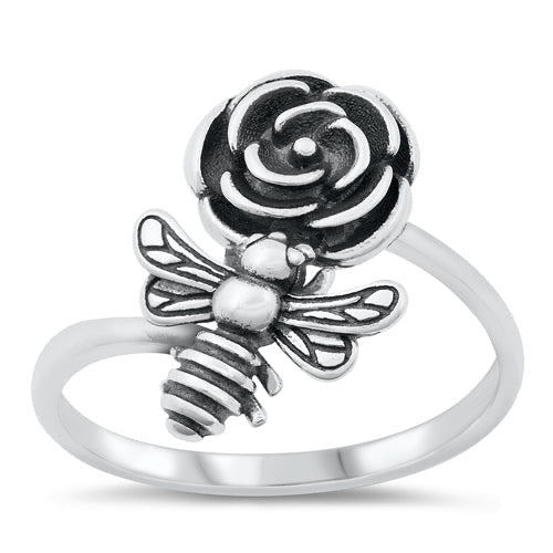 R719 Bee And Rose Ring