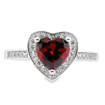 R519 Red Heart CZ Ring