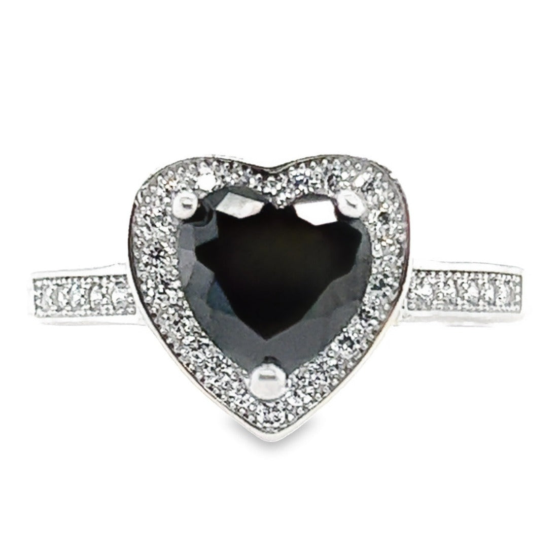 R521 Black Heart CZ Ring