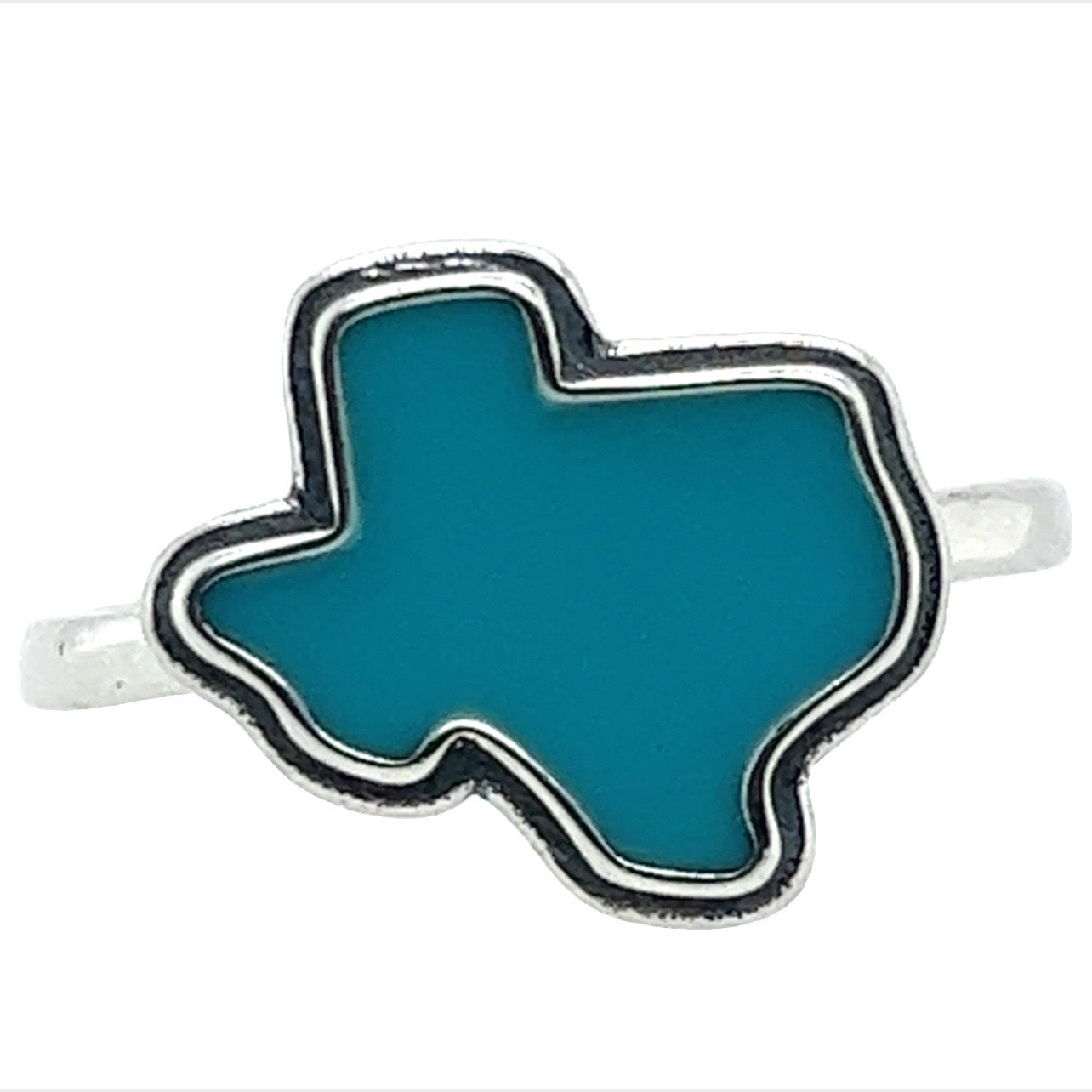 R743 Turquoise Texas Map Ring