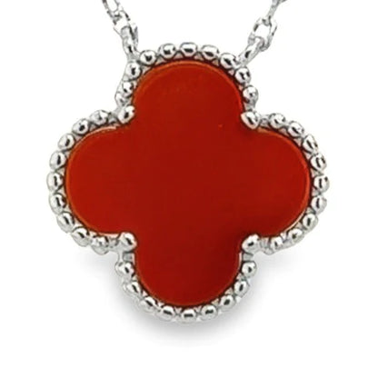 Red Flower Clover Necklace