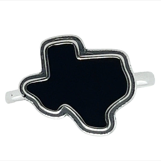 R742 Black Texas Map Ring