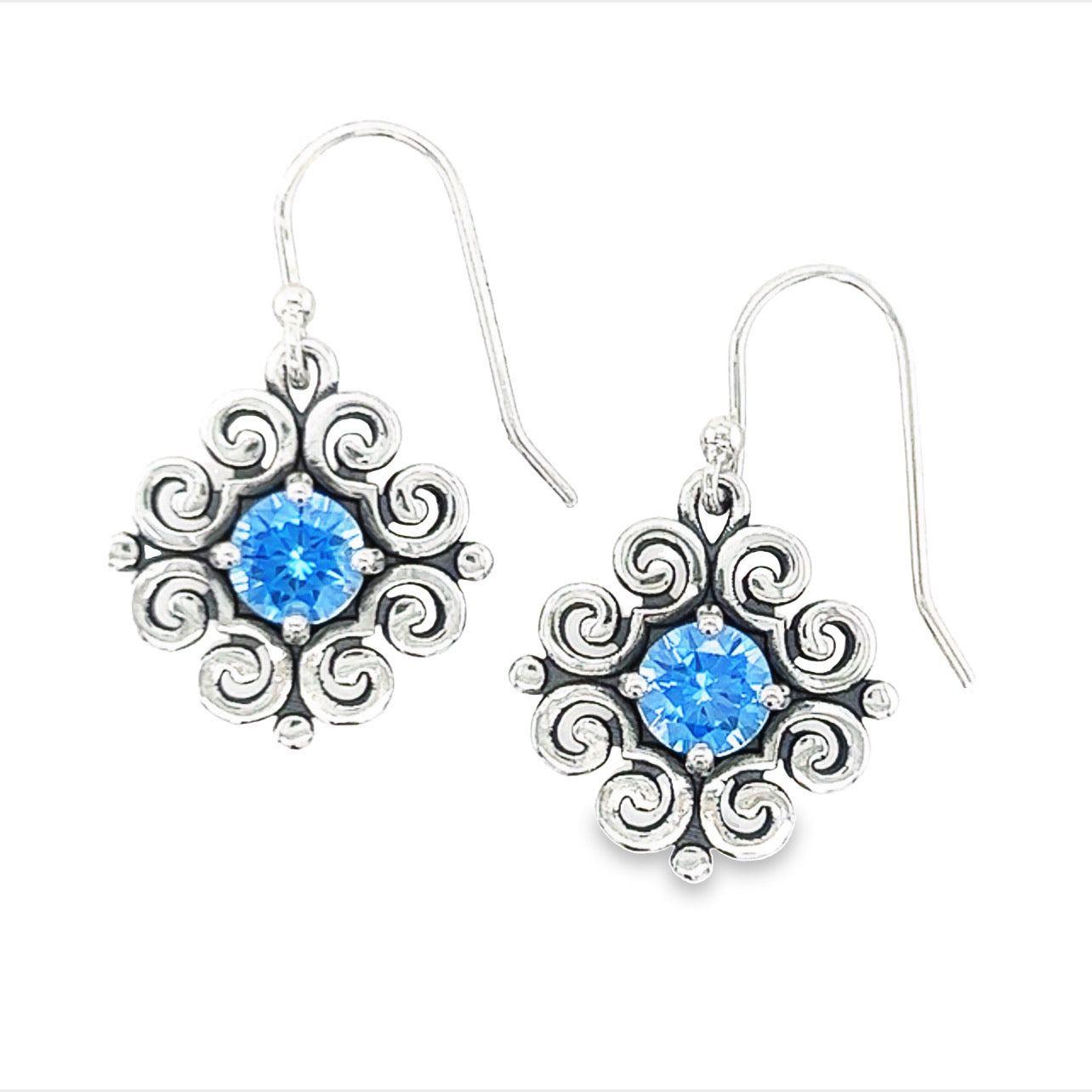 P437 Blue Stone Elegant Design Hook Earrings