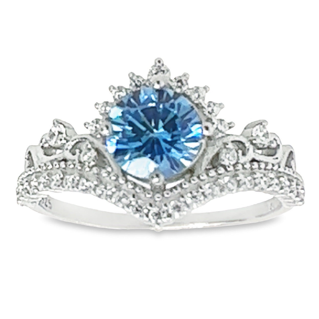 R640 Blue Crown CZ Ring