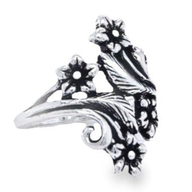 R9023 Flowers And Leaves Wrap Ring