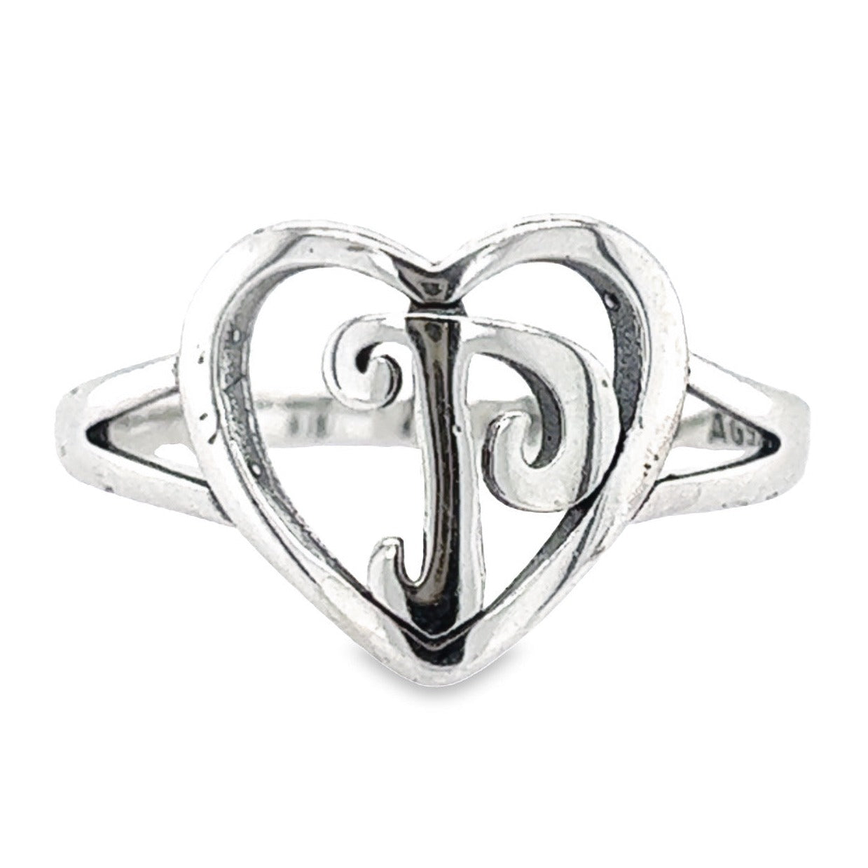 RP4 Letter P  Heart Ring