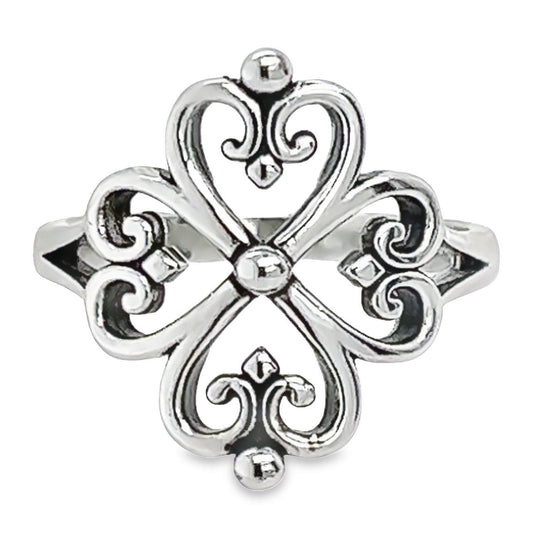 R70 Vintage Flower Shaped Heart Ring