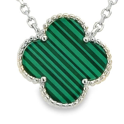 Green Flower Clover Necklace