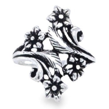 R9023 Flowers And Leaves Wrap Ring