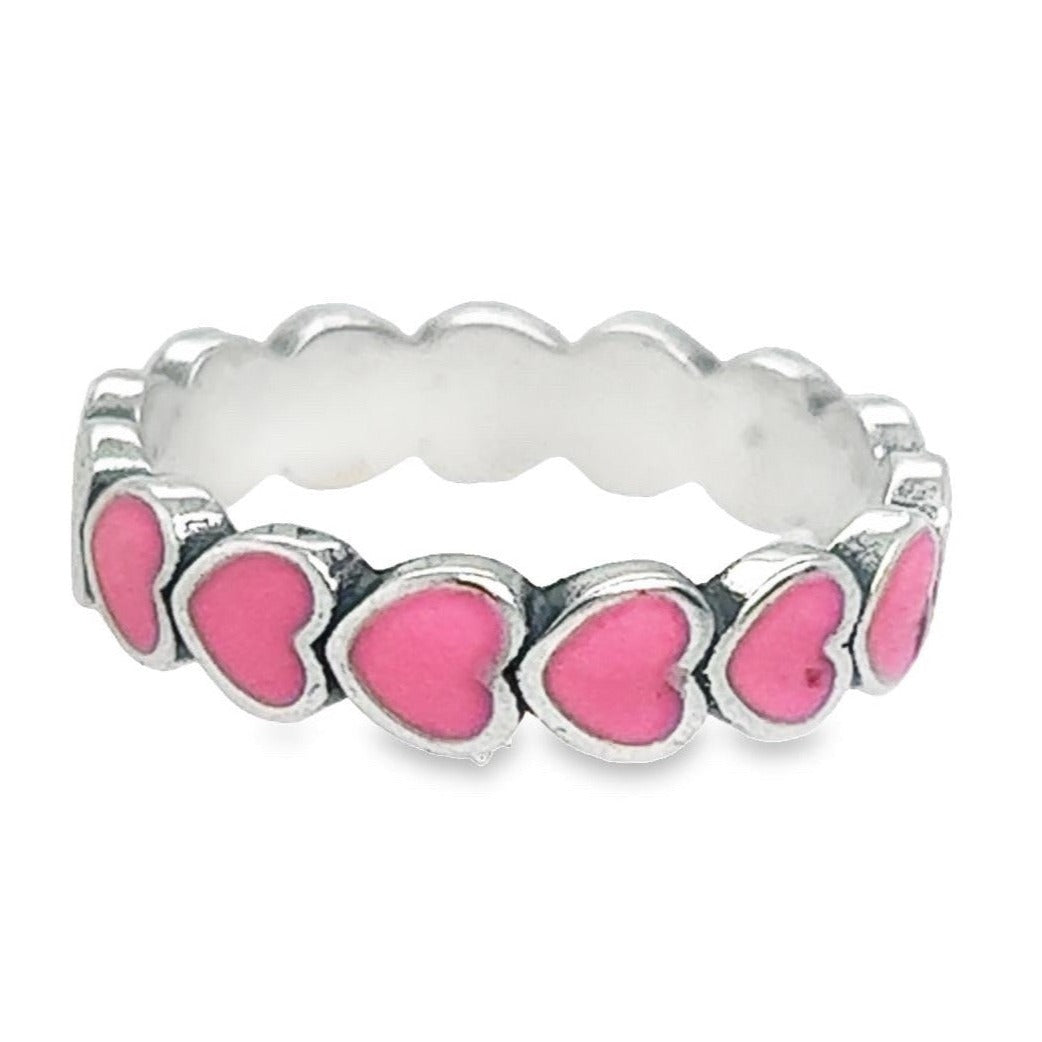 R494 Heart Pink Band Ring