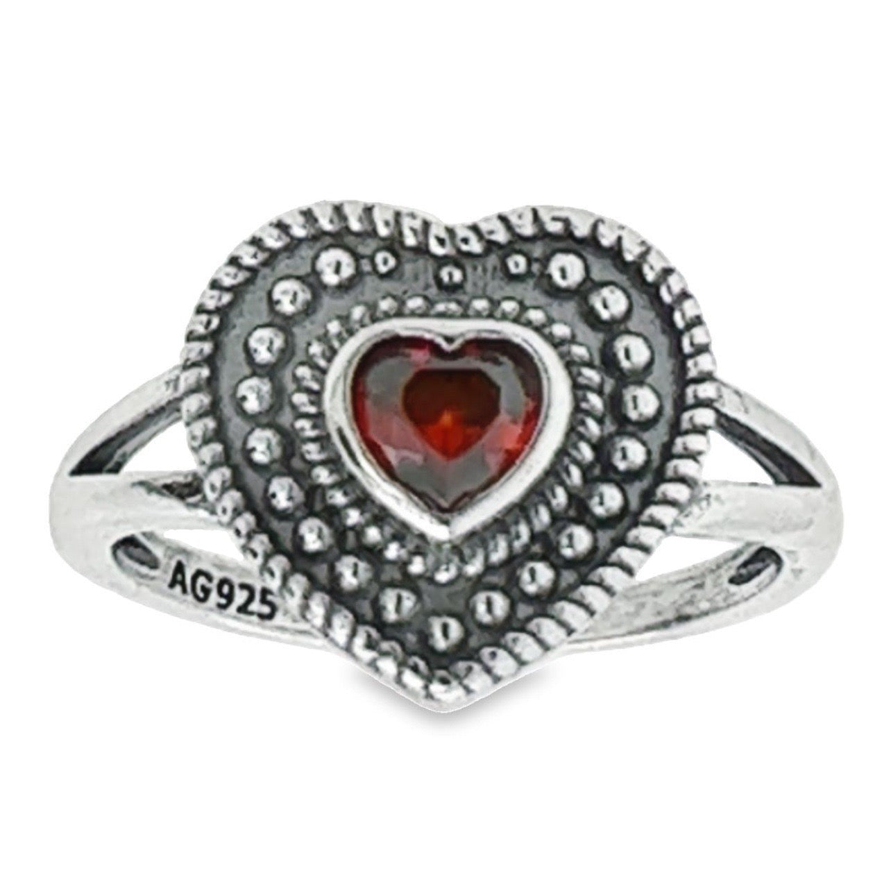 R4 Red Center Heart Ring