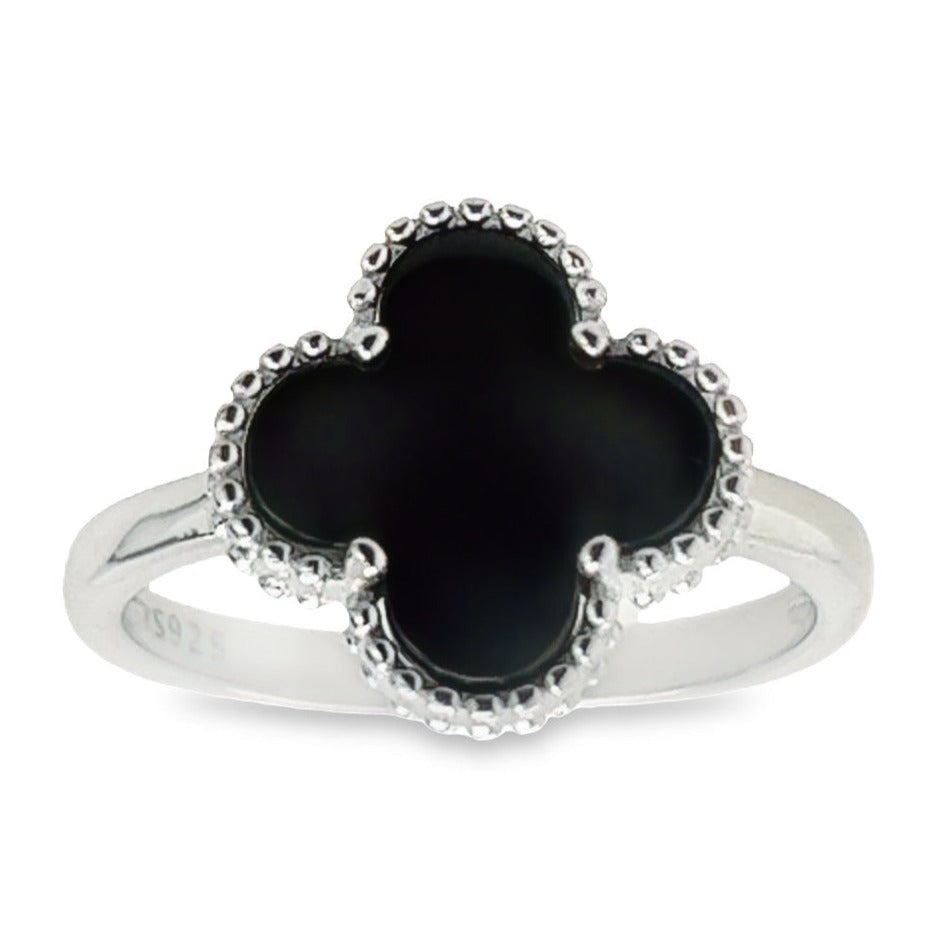 R9003 Black Flower  Ring