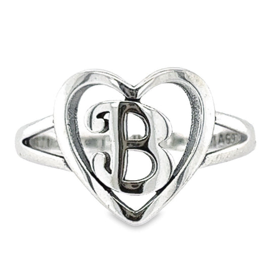 RB4 Letter B  Heart Ring