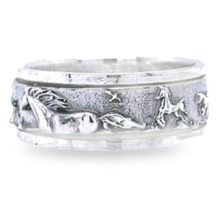 R9017 Horses Band Ring