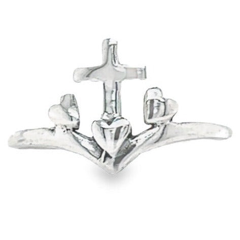 R9010 Cross And Three Hearts Ring