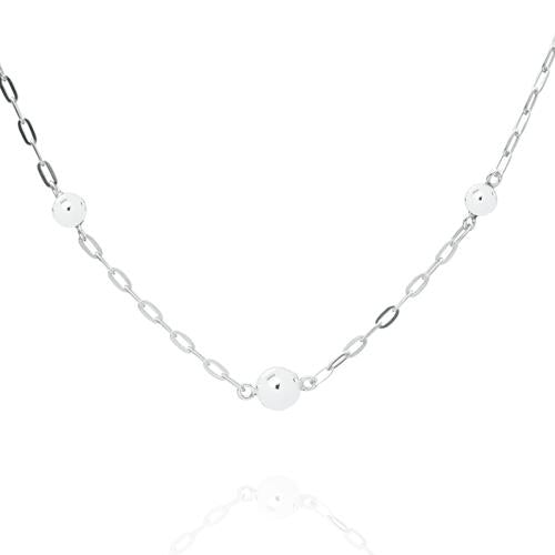 CA490 Ball Paperclip Necklace 18"