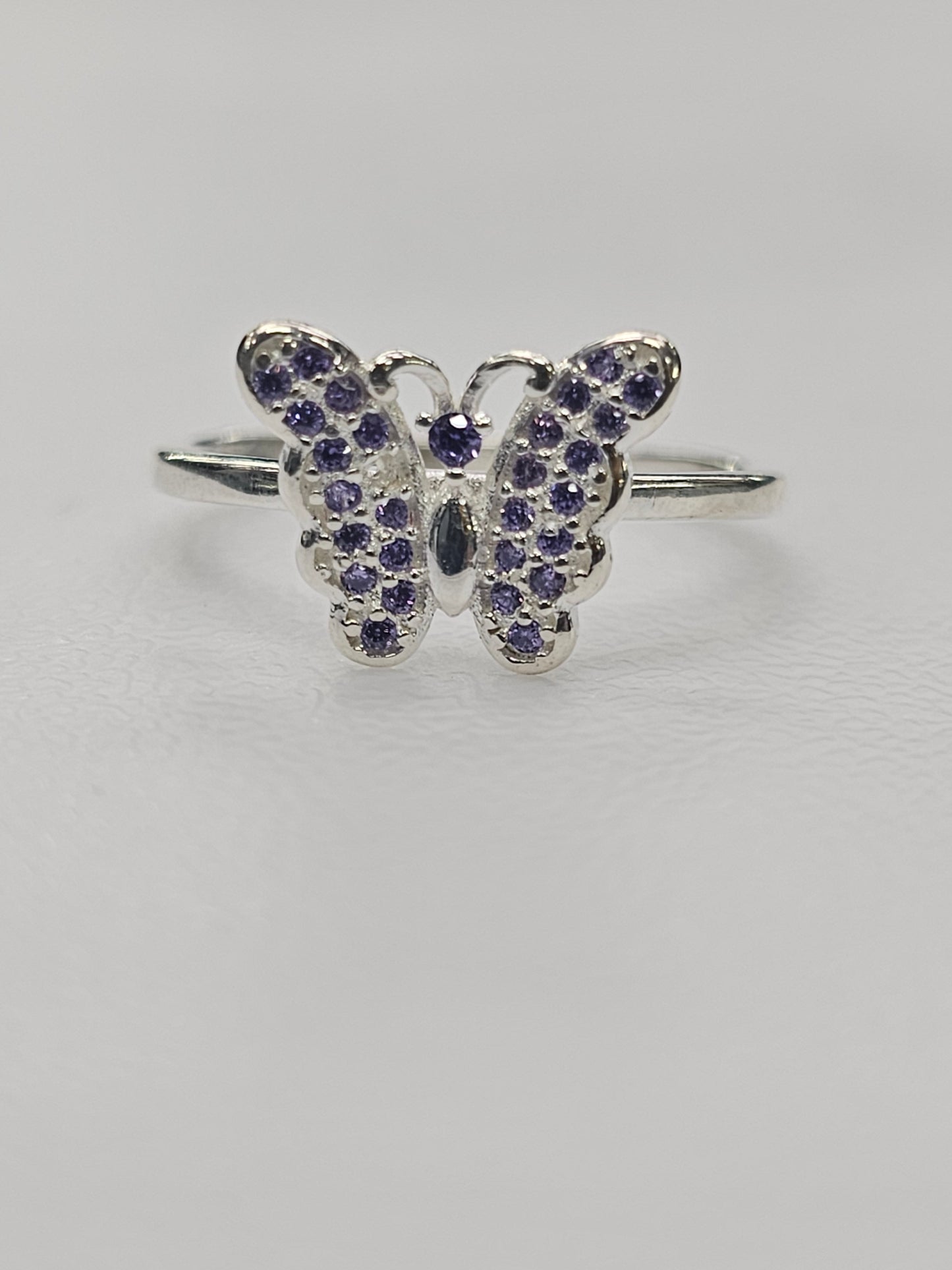 R321 Butterfly CZ Violet Ring