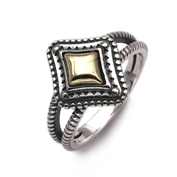 R905 Diamond Shape Gold Accent Ring