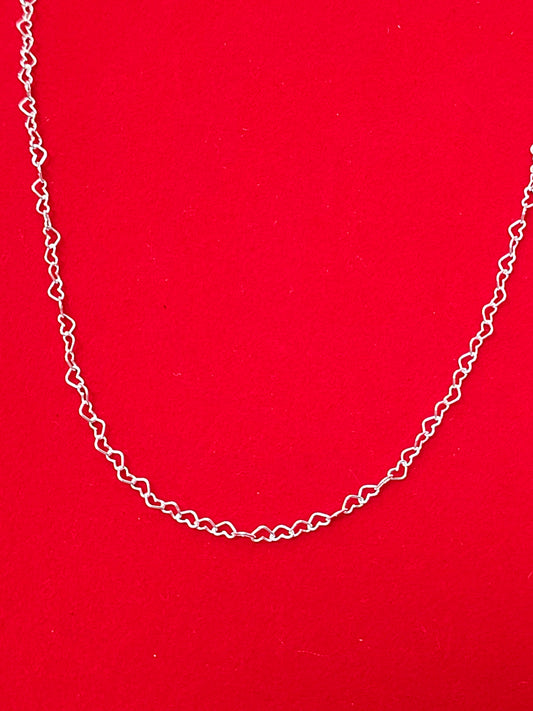 CA338 Heart Linked Necklace 3mm